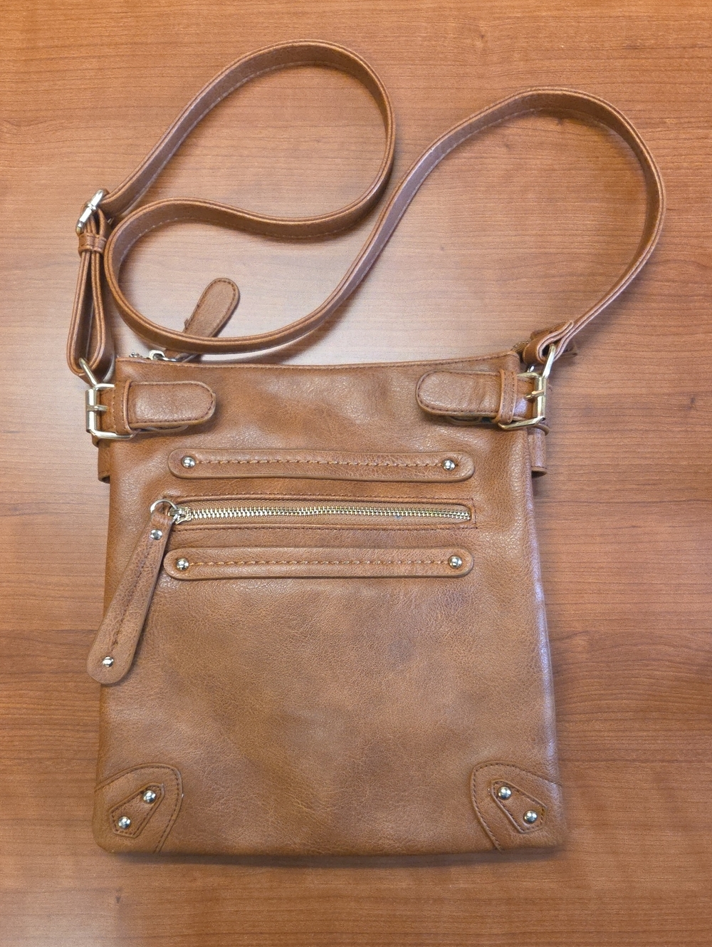 Miztique Brown Vegan Leather Crossbody Purse Bag With Compartments